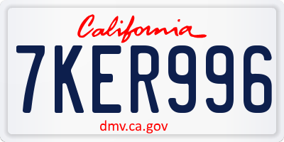 CA license plate 7KER996