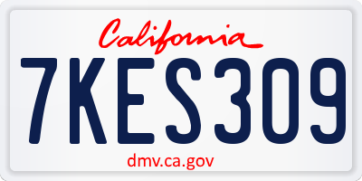 CA license plate 7KES309