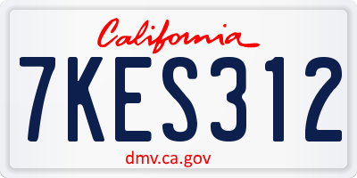 CA license plate 7KES312