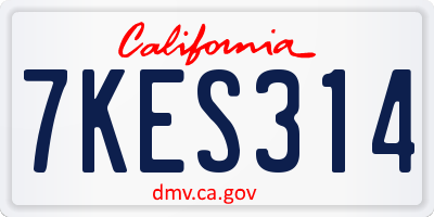 CA license plate 7KES314