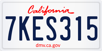 CA license plate 7KES315