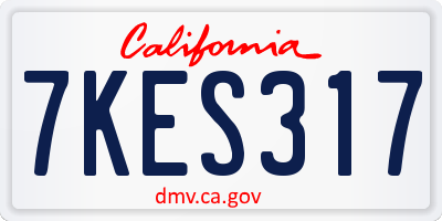 CA license plate 7KES317