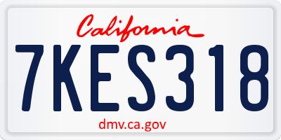 CA license plate 7KES318