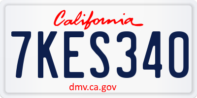 CA license plate 7KES340