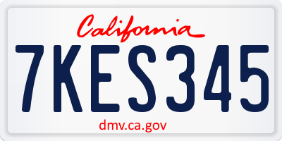 CA license plate 7KES345