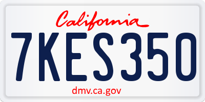 CA license plate 7KES350