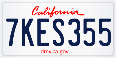 CA license plate 7KES355