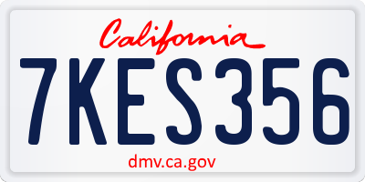 CA license plate 7KES356
