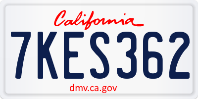 CA license plate 7KES362