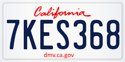 CA license plate 7KES368
