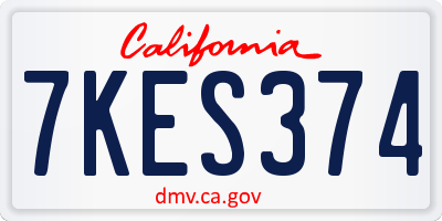 CA license plate 7KES374