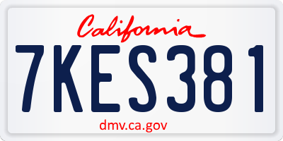 CA license plate 7KES381