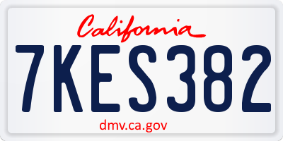 CA license plate 7KES382