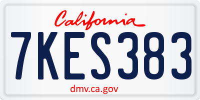 CA license plate 7KES383