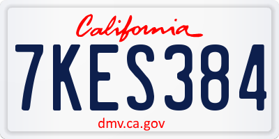 CA license plate 7KES384