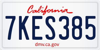 CA license plate 7KES385