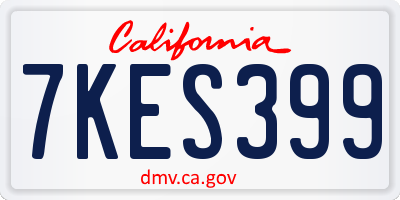 CA license plate 7KES399