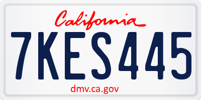 CA license plate 7KES445