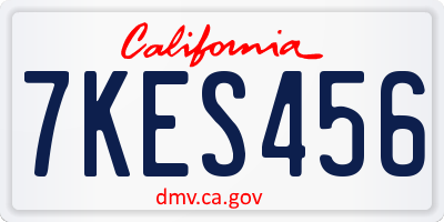 CA license plate 7KES456