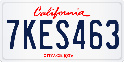 CA license plate 7KES463