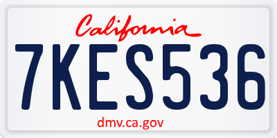 CA license plate 7KES536