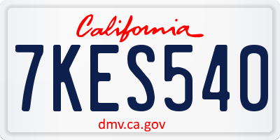 CA license plate 7KES540