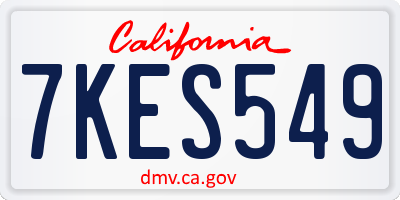CA license plate 7KES549