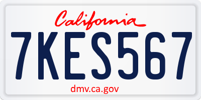 CA license plate 7KES567