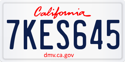 CA license plate 7KES645