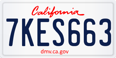 CA license plate 7KES663