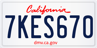 CA license plate 7KES670