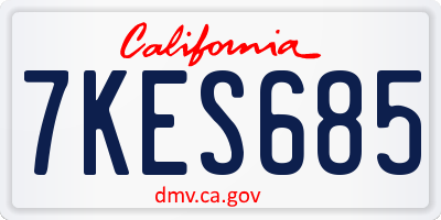 CA license plate 7KES685