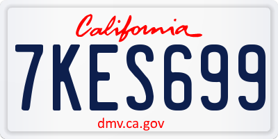 CA license plate 7KES699
