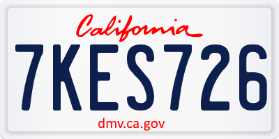 CA license plate 7KES726