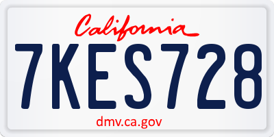 CA license plate 7KES728