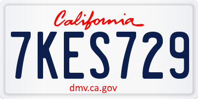 CA license plate 7KES729