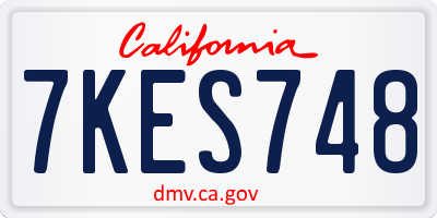 CA license plate 7KES748