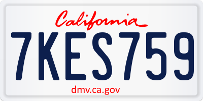 CA license plate 7KES759