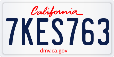 CA license plate 7KES763