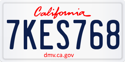 CA license plate 7KES768