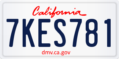 CA license plate 7KES781