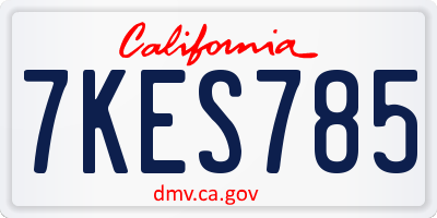 CA license plate 7KES785