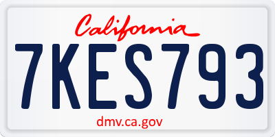 CA license plate 7KES793