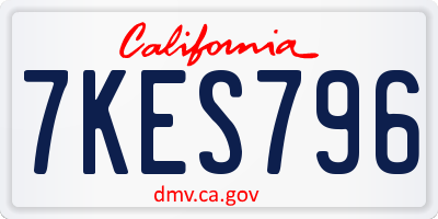 CA license plate 7KES796