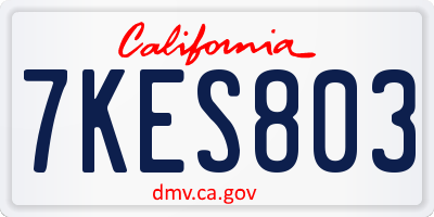 CA license plate 7KES803