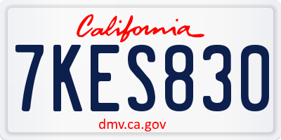 CA license plate 7KES830