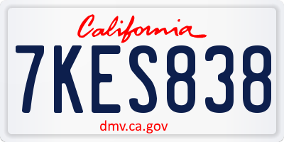 CA license plate 7KES838