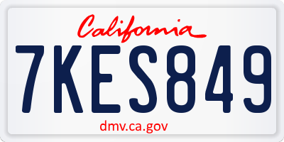 CA license plate 7KES849
