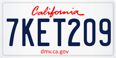 CA license plate 7KET209
