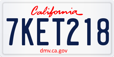 CA license plate 7KET218